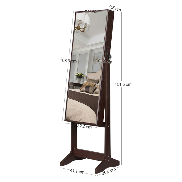 Καθρέφτης Δαπέδου/Κοσμηματοθήκη (41.1x9.5x151.5) Songmics JJC69BR