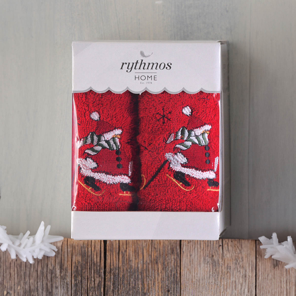Χριστουγεννιάτικες Πετσέτες (Σετ 2τμχ) Rythmos Snowman Red 500gsm