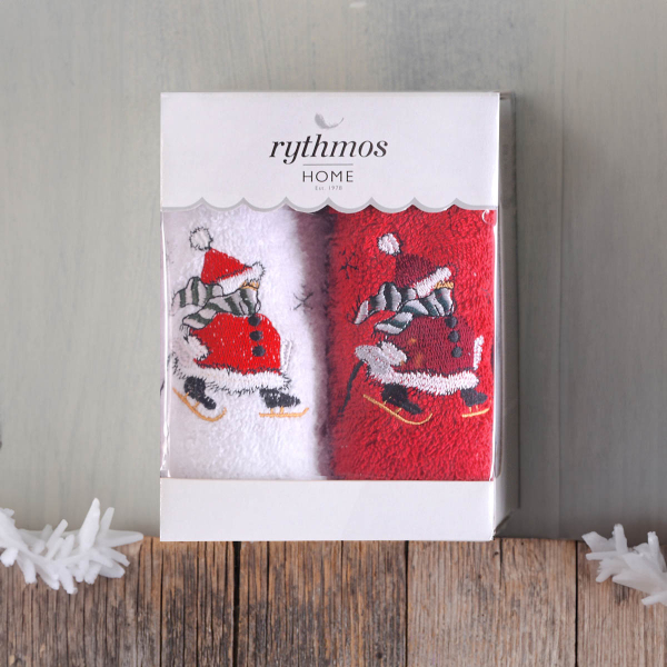 Χριστουγεννιάτικες Πετσέτες (Σετ 2τμχ) Rythmos Snowman Red/White 500gsm