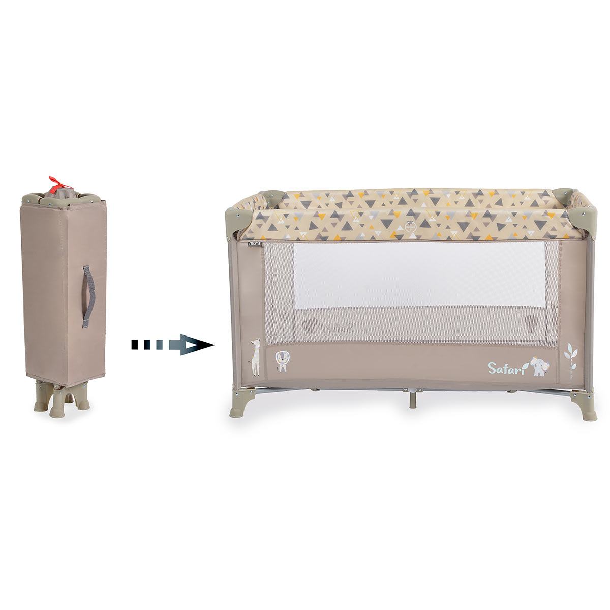 Παρκοκρέβατο (0+ Μηνών Έως 15Kg) Moni Safari Beige Home Βρεφικά Παρκοκρέβατα Μωρού Spitishop
