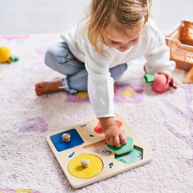 Ξύλινο Παζλ Με 5 Σφηνώματα Petit Monkey Zoo