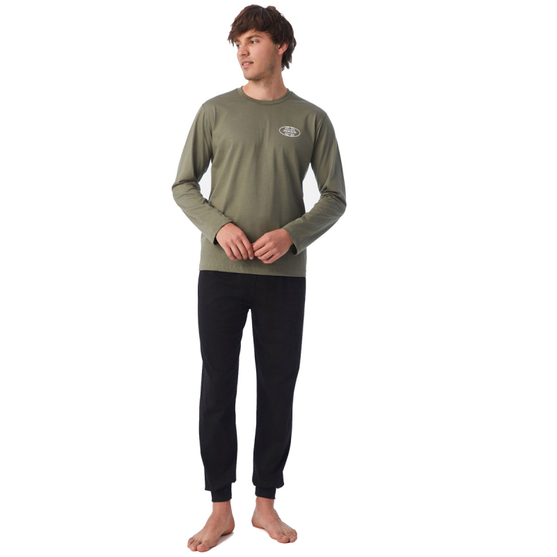 Πιτζάμα Ανδρική Χειμωνιάτικη Minerva Fun Fact 71117-111 Χακί