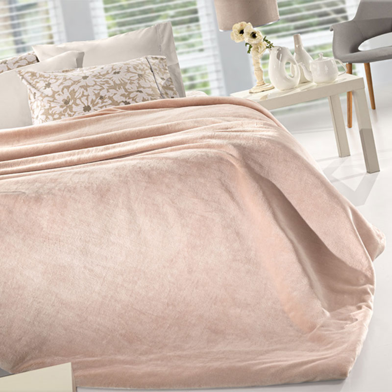 Κουβέρτα Fleece King Size (240x250) + Διακοσμητική Μαξιλαροθήκη (Σετ) Guy Laroche Velvet Pudra