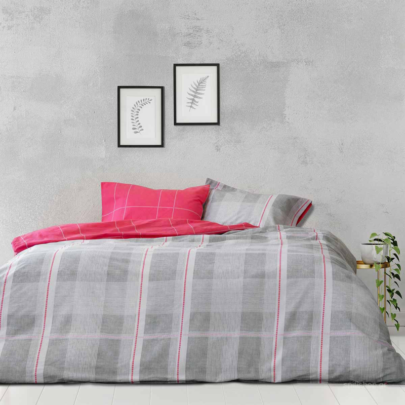 Κουβερλί Υπέρδιπλο (220x245) 2 Όψεων Kocoon Plaid Grey