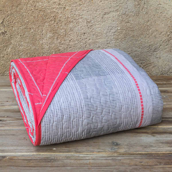 Κουβερλί Υπέρδιπλο (220x245) 2 Όψεων Kocoon Plaid Grey