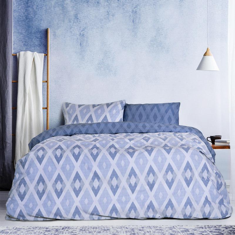 Κουβερλί Υπέρδιπλο (220x245) 2 Όψεων Kocoon Rombus Blue