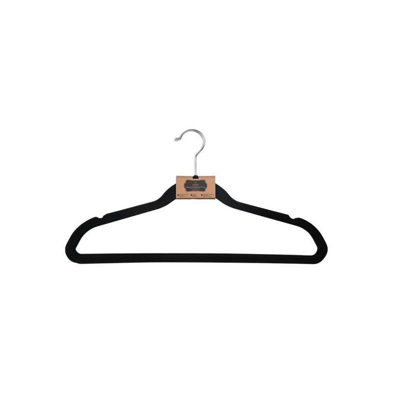 Κρεμάστρες Ρούχων (Σετ 3τμχ) Estia Βελουτέ Μαύρο 04-19112