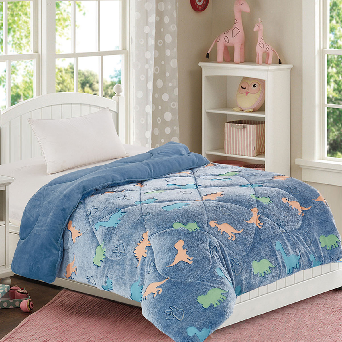 Dimcol Φωσφοριζέ Κουβερτοπάπλωμα Μονό (160x220) Dimcol Dinosaur