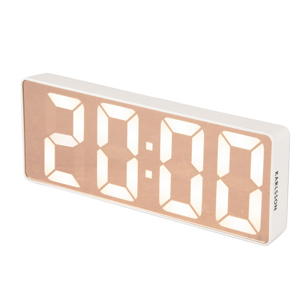 Ψηφιακό Ρολόι Επιτραπέζιο (16x2.6x6) - Ξυπνητήρι Karlsson Mirror Led Flat White