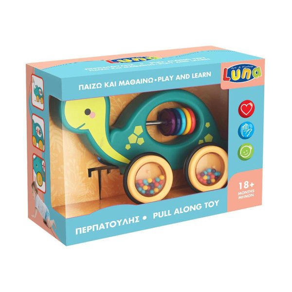 Ξύλινο Παιχνίδι Με Ρόδες Luna Toys Χελώνα