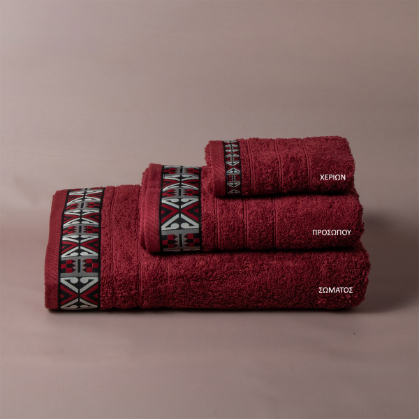 Πετσέτα Χεριών (30x50) White Fabric Perrin Bordeaux White 500gsm