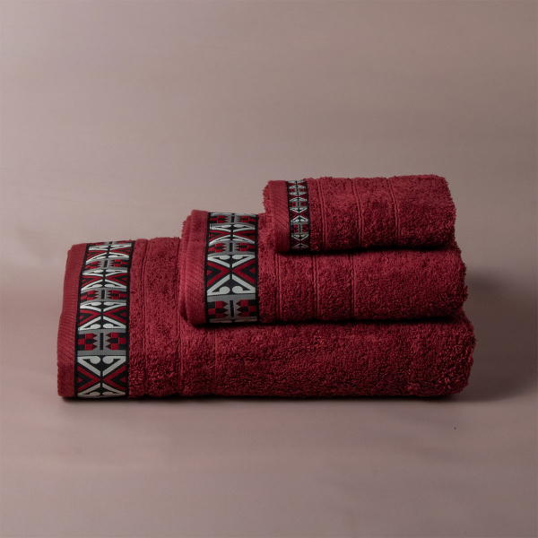 Πετσέτα Σώματος (70x140) White Fabric Perrin Bordeaux White 500gsm