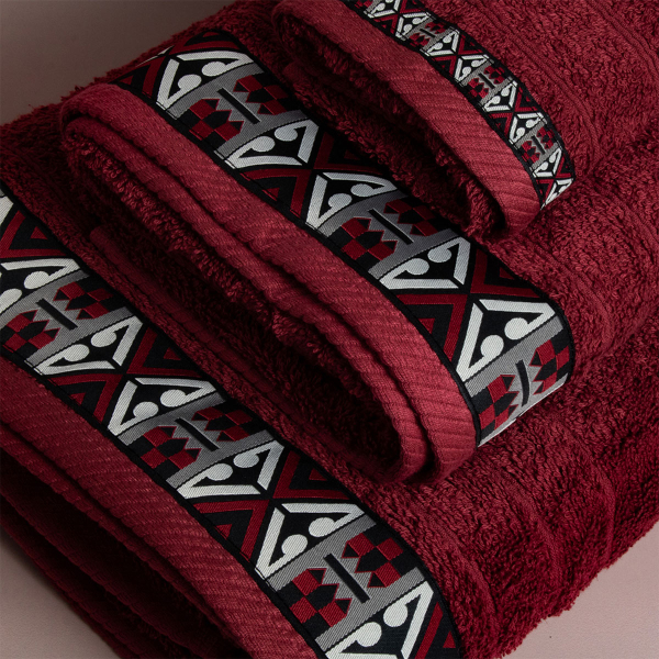 Πετσέτα Σώματος (70x140) White Fabric Perrin Bordeaux White 500gsm