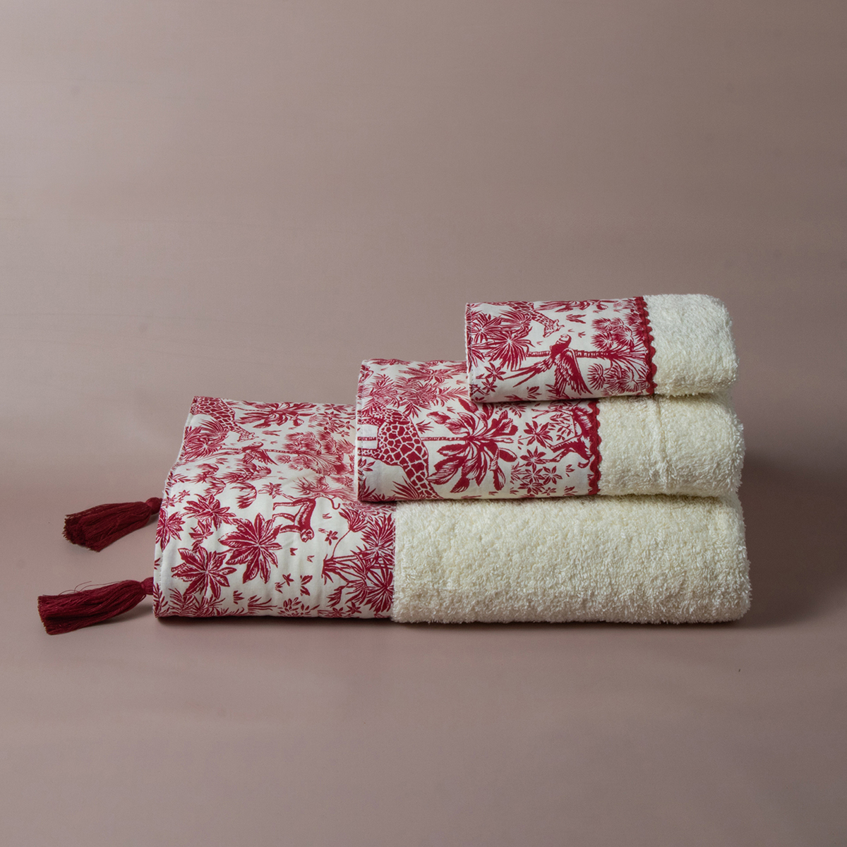 Πετσέτα Χεριών (30×50) White Fabric Syrna Red 500gsm