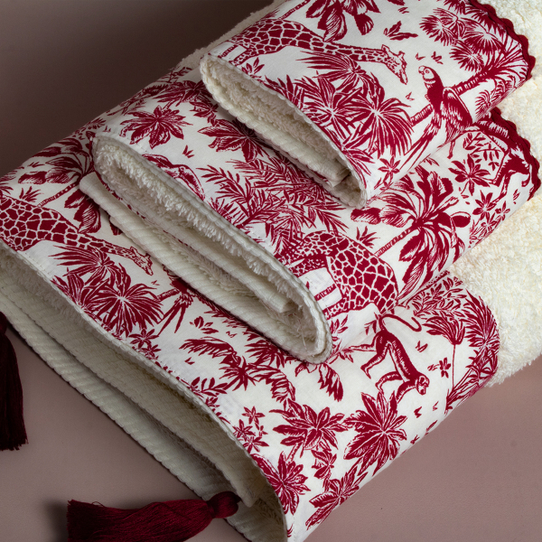 Πετσέτα Προσώπου (50x90) White Fabric Syrna Red 500gsm