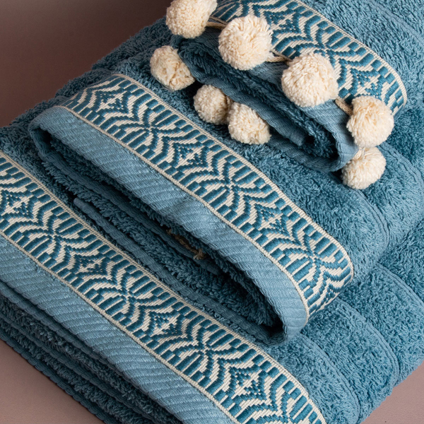 Πετσέτα Σώματος (70x140) White Fabric Dorey Pompom 500gsm