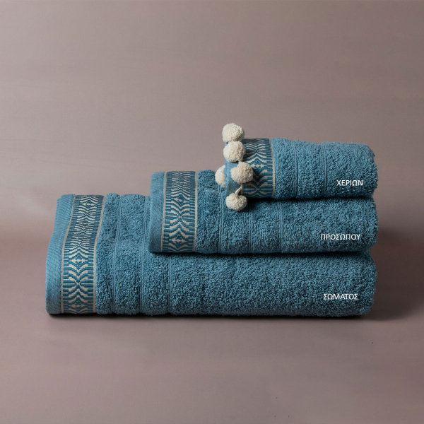 Πετσέτες Μπάνιου (Σετ 3τμχ) White Fabric Dorey Pompom 500gsm