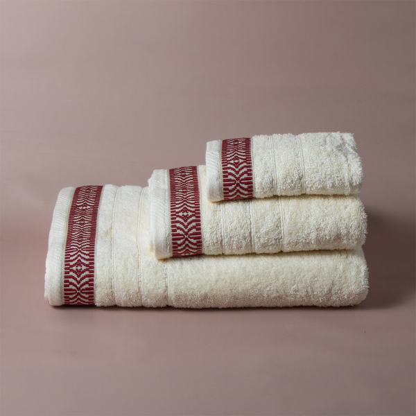 Πετσέτα Χεριών (30x50) White Fabric Maribelle Red 500gsm