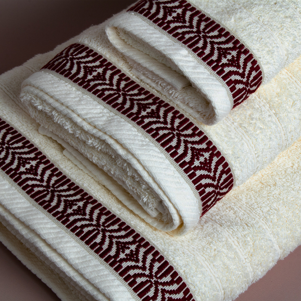 Πετσέτες Μπάνιου (Σετ 3τμχ) White Fabric Maribelle Red 500gsm
