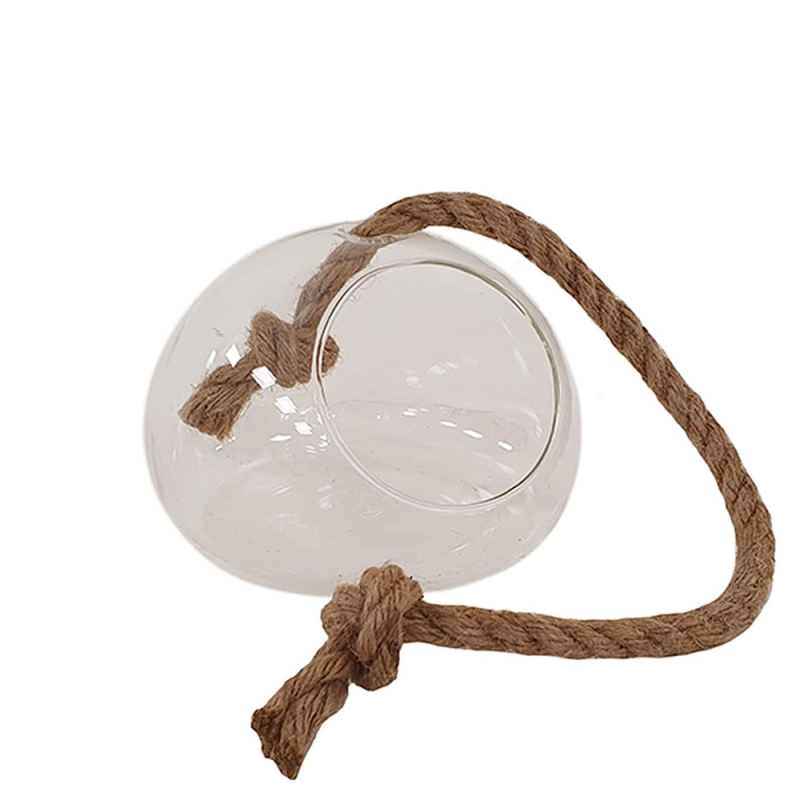 Διακοσμητική Γυάλα Κρεμαστή Με Σχοινί (Φ16x12) Mod 32028