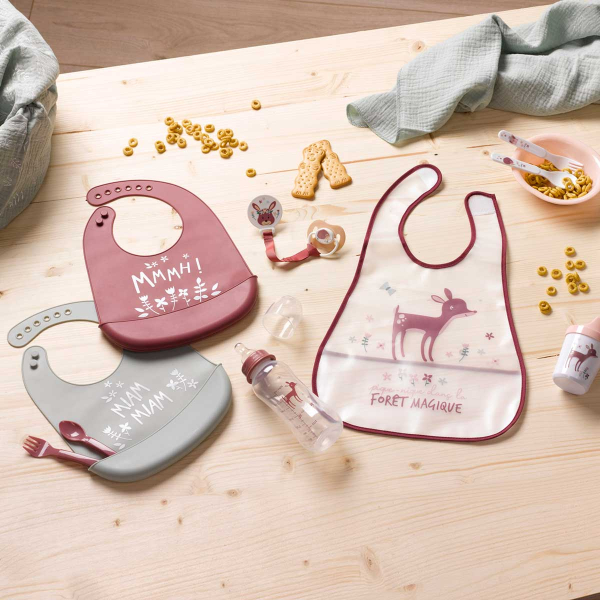 Σαλιάρα Σιλικόνης 6+ Μηνών (20.5x30) L-C Foret Magique Rose 6REP284BR