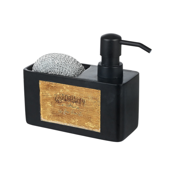 Δοχείο Υγρού Πιάτων + Θήκη Για Σφουγγάρι Estia Black Matte 02-18122