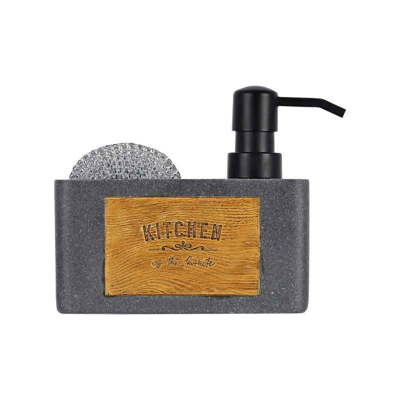 Δοχείο Υγρού Πιάτων + Θήκη Για Σφουγγάρι Estia Grey Matte 02-18139