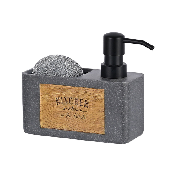 Δοχείο Υγρού Πιάτων + Θήκη Για Σφουγγάρι Estia Grey Matte 02-18139