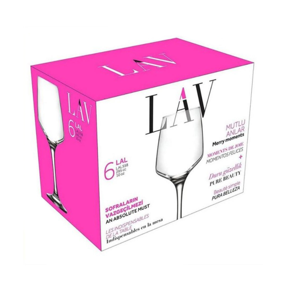 Ποτήρια Κρασιού Κολωνάτα 295Ml (Σετ 6Τμχ) Lav Lal Home Είδη Σερβιρίσματος Spitishop