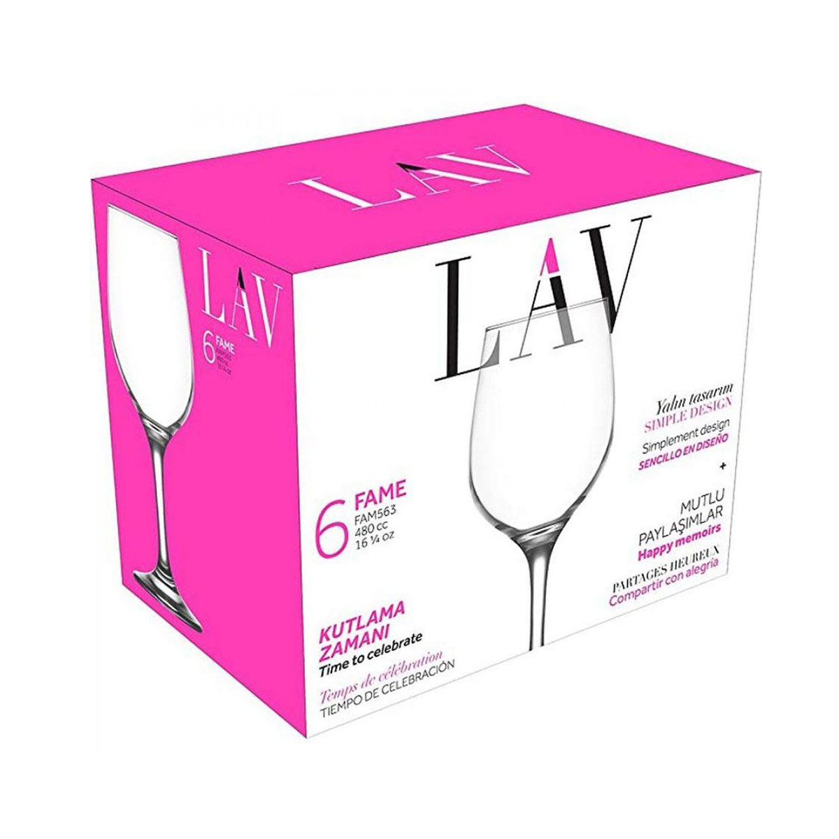 Ποτήρια Κρασιού Κολωνάτα 480Ml (Σετ 6Τμχ) Lav Fame Home Είδη Σερβιρίσματος Spitishop