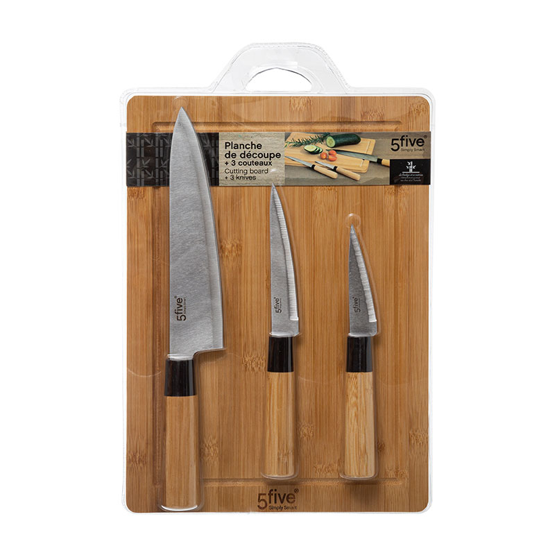 Ξύλο Κοπής Μαχαίρια (Σετ 4Τμχ) F-V Bamboo Cutting 151484 Home Μαγειρική - Ζαχαροπλαστική Εργαλεία Κουζίνας Μαγειρικής Spitishop
