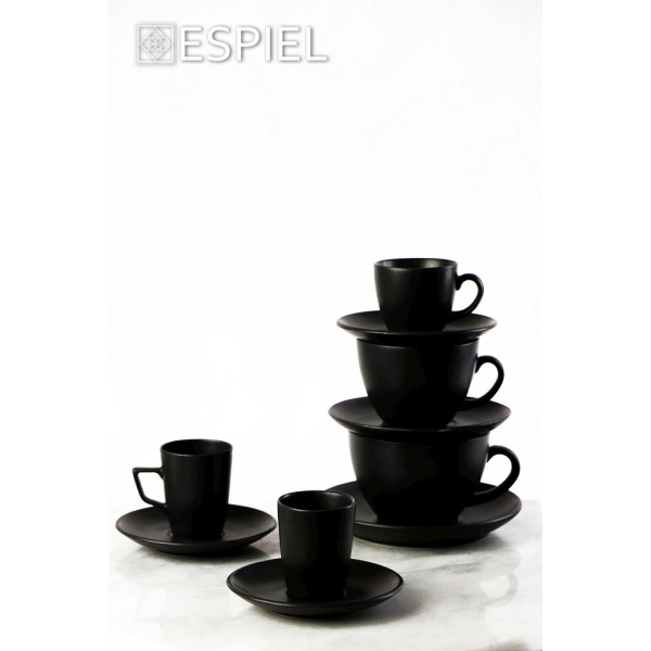 Φλυτζάνι Καφέ 290ml + Πιατάκι Espiel Morgan Black OW2050K6