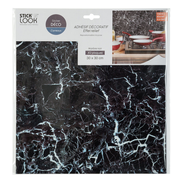 Διακοσμητικά Αυτοκόλλητα Πλακάκια (Σετ 2τμχ) S-D Marble 150538B Black