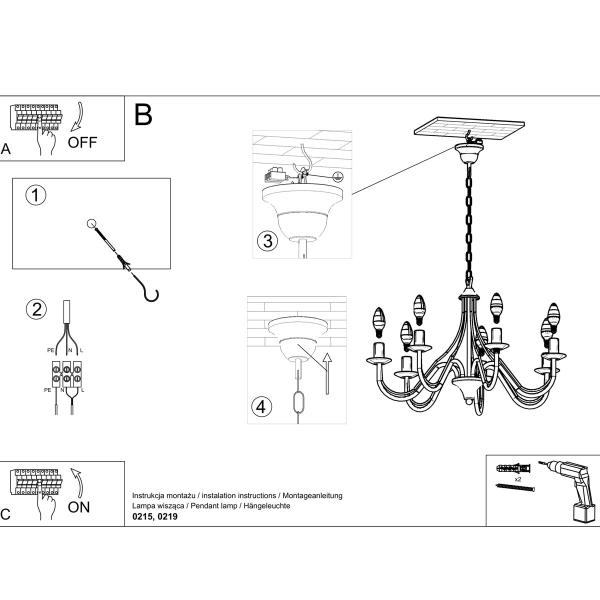 Πολυέλαιος Οροφής Sollux Minerwa Black SL.0219