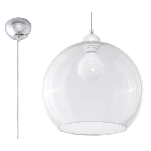 Φωτιστικό Οροφής Μονόφωτο Sollux Ball Transparent SL.0248