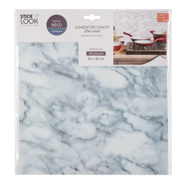 Διακοσμητικά Αυτοκόλλητα Πλακάκια (Σετ 2τμχ) S-D Marble 150538A White
