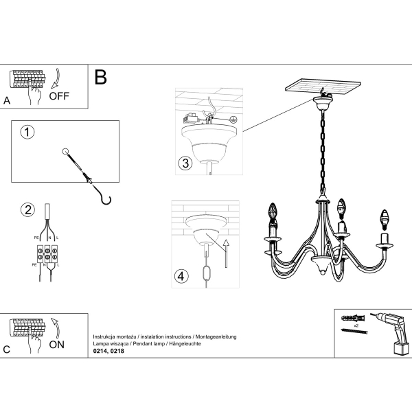 Πολυέλαιος Οροφής Sollux Minerwa Black SL.0218