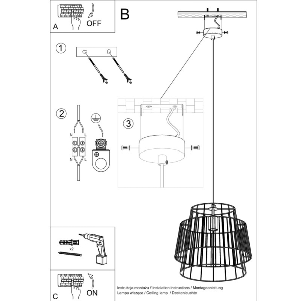 Φωτιστικό Οροφής Μονόφωτο Sollux Gate Black SL.0663
