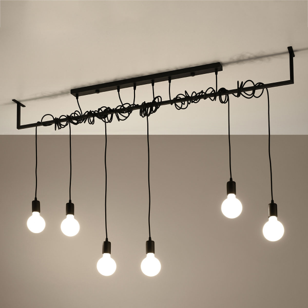 Φωτιστικό Οροφής Πολύφωτο Sollux Salamanca Black SL.0896