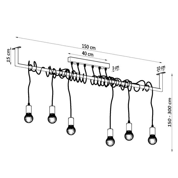 Φωτιστικό Οροφής Πολύφωτο Sollux Salamanca Black SL.0896