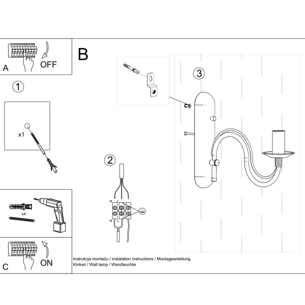 Απλίκα Τοίχου Sollux Minerwa Black SL.0220