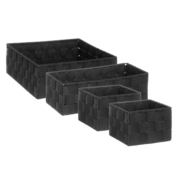 Κουτιά Αποθήκευσης (Σετ 4τμχ) F-V Square Black 138131J