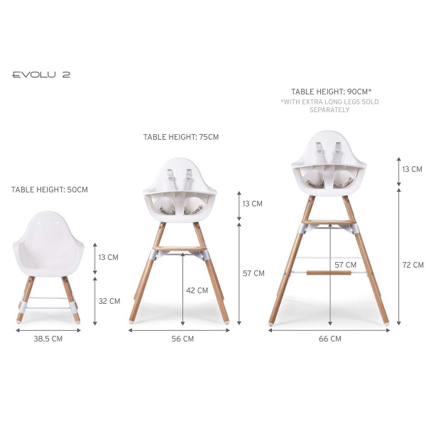 Καρεκλάκι Φαγητού/Παιδική Καρέκλα (6 Μηνών - 6 Ετών) Childhome Evolu 2 Natural White BR70119
