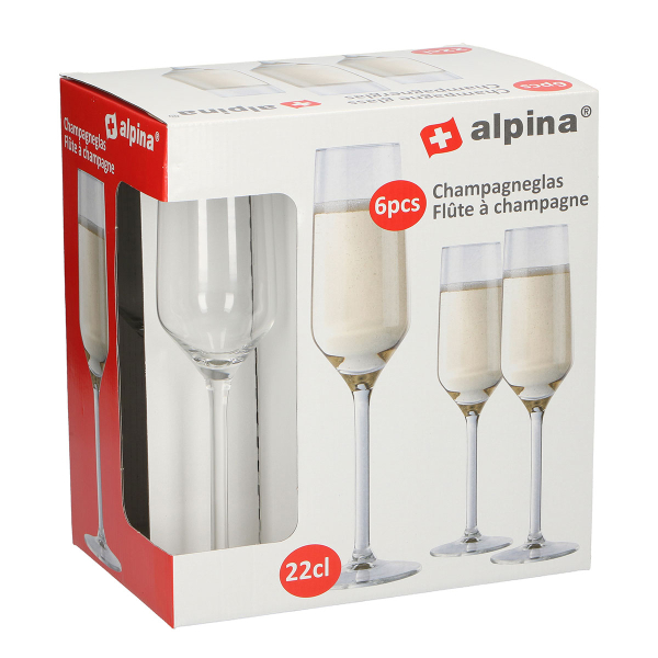 Ποτήρια Σαμπάνιας Κολωνάτα 220ml (Σετ 6τμχ) Alpina 871125286428