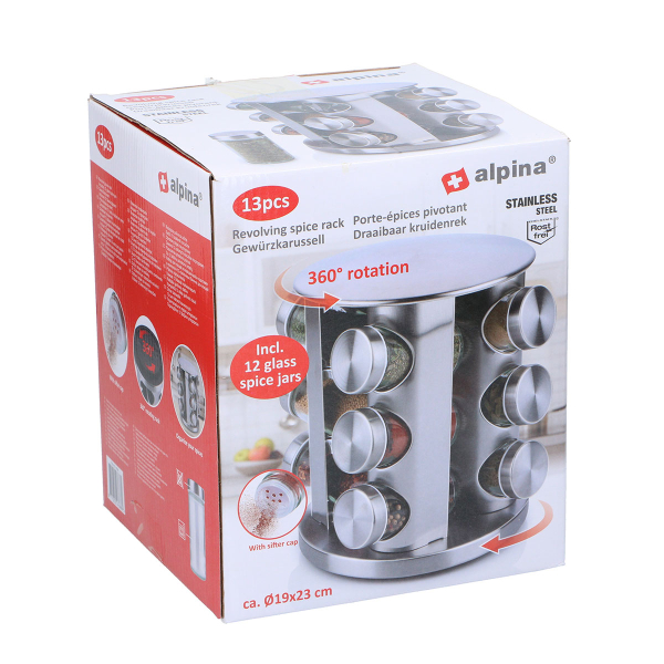 Βαζάκια Μπαχαρικών (Σετ 12τμχ) Σε Περιστρεφόμενο Σταντ Alpina 871125247688