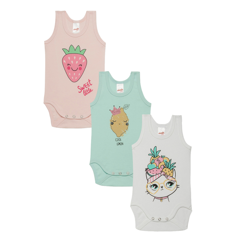 Φορμάκια Βρεφικά Αμάνικα (Σετ 3τμχ) Minervakia Cool Fruits 31913-161