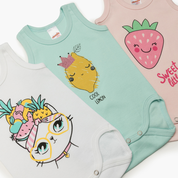 Φορμάκια Βρεφικά Αμάνικα (Σετ 3τμχ) Minervakia Cool Fruits 31913-161