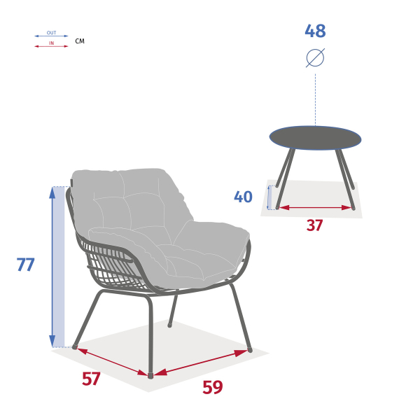 Σαλόνι Κήπου (Σετ 3τμχ) H-S Paopao 186620