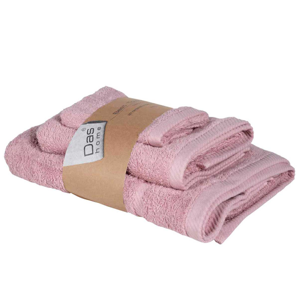 Πετσέτες Μπάνιου (Σετ 3τμχ) Das Home Best Line 0714 Pink 480gsm