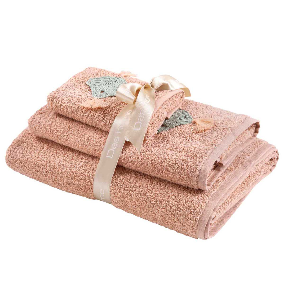 Πετσέτες Μπάνιου (Σετ 3Τμχ) Das Home Daily Line 0731 Salmon 500Gsm Λευκά Είδη Spitishop